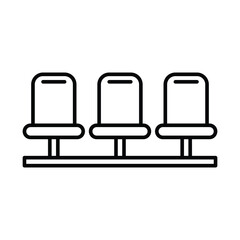 Outline Icon of Bench or Waiting Chairs Thin Line for Public or Commercial Seating
