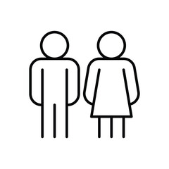 Male and Female Icon Outline Style Thin Line Symbol for Restroom or Gender Representation
