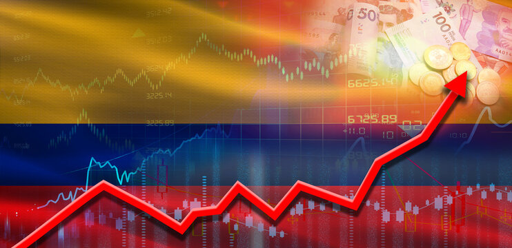 Colombia financial growth on market graph. Colombia economic growth on financial graph - Powered by Adobe