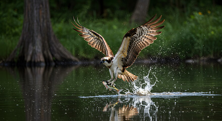 Fototapeta premium Fish Catching Osprey PNG
