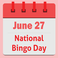National Bingo Day Announcement Reminder Calendar 
