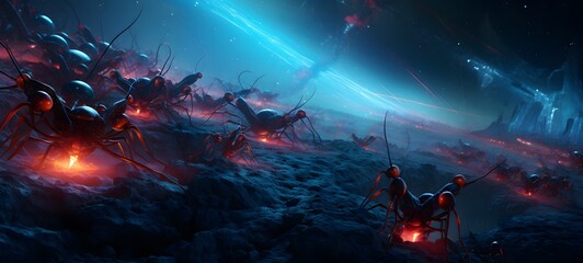Galaxy Version of ant war world, ai generative