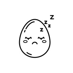 Fototapeta premium Black Line Icon of Sleepy Egg Character