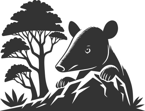black tapir in savanna scene clip art preview