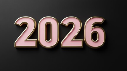 Elegant pink and gold 2026 numbers on black background
