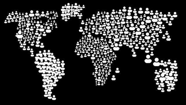 People map icon.World map background.
