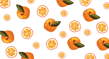 Oranges seamless pattern , Slices of oranges background. Fresh tropical seamless pattern