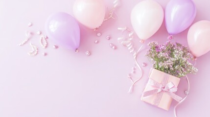 Gentle Birthday Balloons Create a Celebratory Atmosphere Backdrop