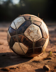 old soccer ball with stitches