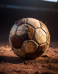 old soccer ball with stitches