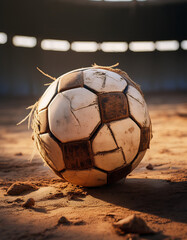 old soccer ball with stitches