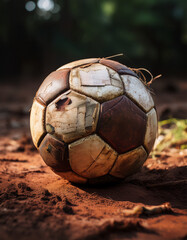 old soccer ball with stitches