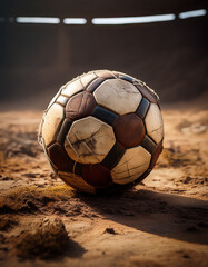 old soccer ball with stitches