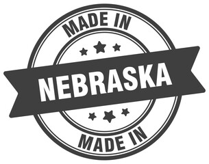 Made in Nebraska round sign. Made in Nebraska stamp.