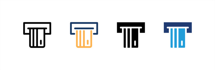 Atm icon set multiple style collection. Vector illustration.