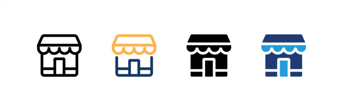 Retail Store icon set multiple style collection. Vector illustration.