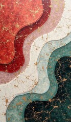 Green, white, red and black marble stone background and texture with wavy pattern. vertical orientation. copyspace for banner. AI generate