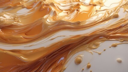 Golden Waves of Liquid Creating Fluid Abstract Background Texture Art