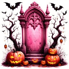 Obraz premium halloween background with pumpkin and bats