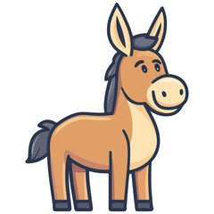 Obraz premium donkey, animal, vector, transparent background, creature, equus asinus, farm, mammal, isolated, nature, cute, mane, wildlife