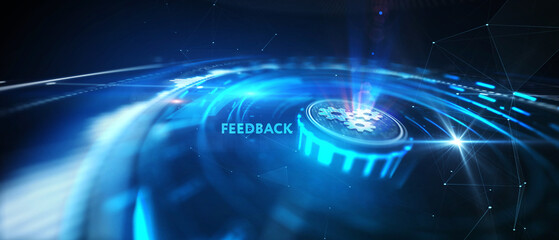 Feedback concept, user comment rating of company online, writing review diagram, reputation management. 3d illustration