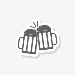 Beer cheers icon sticker isolated on gray background