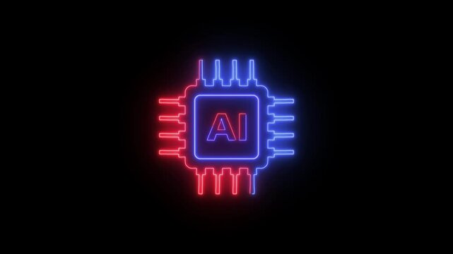 Neon glowing Digital Economy icon in trendy outline style isolated on white background.