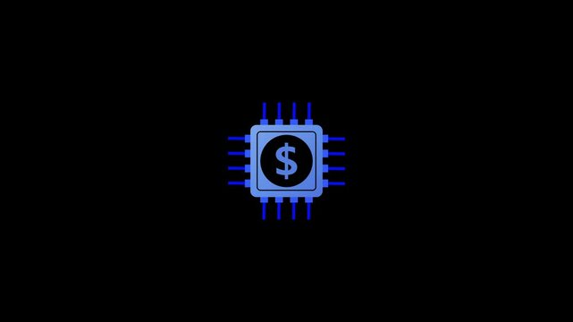 Neon glowing Digital Economy icon in trendy outline style isolated on white background.