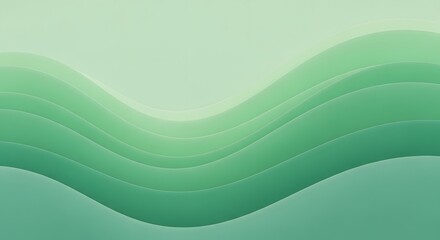 Abstract Gentle Waves in Soft Green Tones Evoking Serenity and Calmness in a Minimalist Style