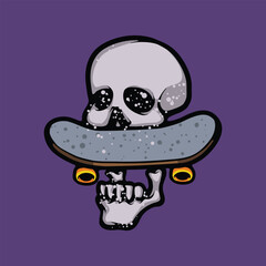 Skate and skull cartoon vector illustration