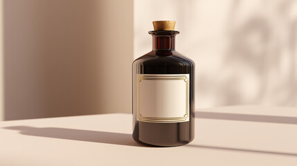 Vintage Medicine Style Amber Bottle Mockup with Label