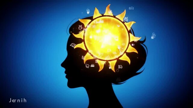 Head with sun graphic illustration