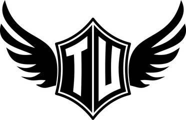 TU logo emblem with winged and shield template