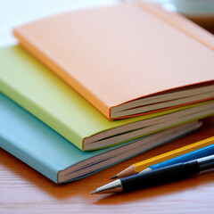 Fototapeta premium notebooks and pens on the table