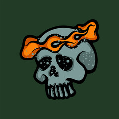 Flame head skull cartoon vector illustration