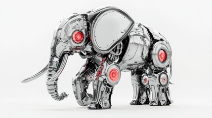 Metallic robot elephant.  Complex, futuristic design