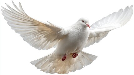 White Dove In Flight On Transparent Background