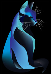 composition with blue big cat