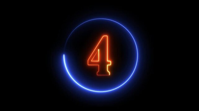 Number 4 Glowing Number Two in a Neon Circle 4K