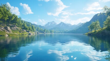 Naklejka premium Serene mountain lake landscape