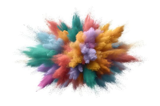 Colorful powder explosion isolated on white background