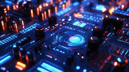 Obraz premium Sound Wave and Audio Technology Concept. Blue, Futuristic Digital Style.