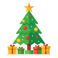 Simple Flat Style Green Christmas Illustration