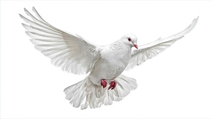 Obraz premium White Dove In Flight On White Background