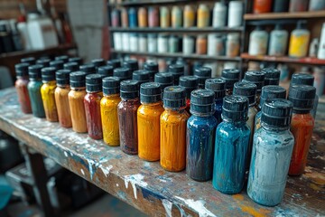 Coloured paints. Generative AI