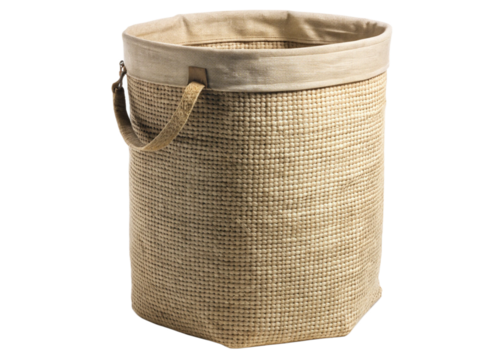 Jute laundry hamper  isolated on white background