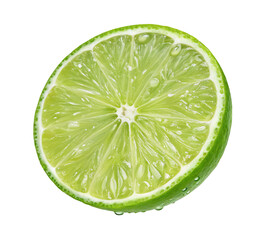 Fresh lime half slice close up photo for backgrounds and healthy food concepts vibrant green fruit image