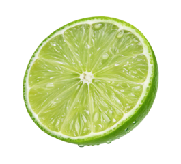Fresh lime half slice close up photo for backgrounds and healthy food concepts vibrant green fruit image