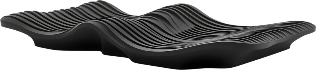 Abstract Dark Gray Curved Structure Features Rhythmic Undulating Parallel Lines Against A Solid Transparent Background