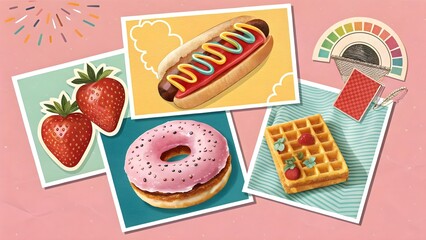 Colorful Food Illustrations of Sweets and Savory Dishes for Fun